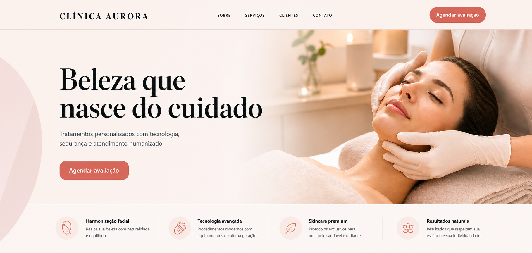 Preview do site da Clínica Aurora